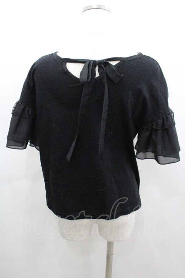 画像4: Maison de minette / frill sleeve cutsew（フリルスリーブカットソー）  黒 I-26-03-12-008-LO-TO-SA-ZI (4)