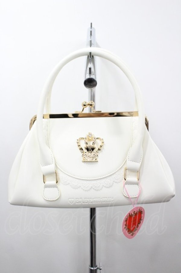 画像1: BABY,THE STARS SHINE BRIGHT / 王冠がま口Bag  白 I-26-03-12-095-BA-BG-SA-ZI (1)