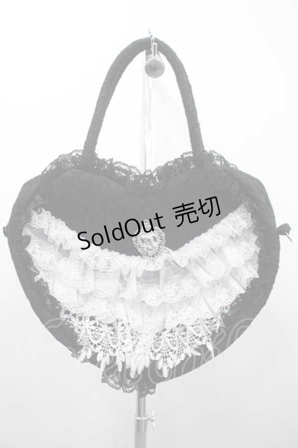 画像1: LALUICE / アリスワンダーハートバッグ  黒Ｘ白 I-26-03-12-096-LO-BG-SA-ZI (1)