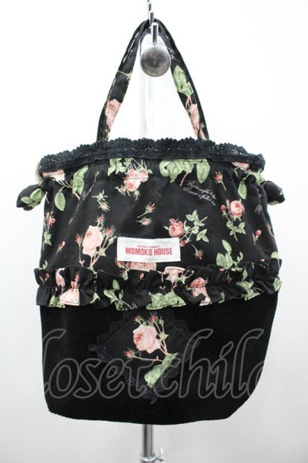 画像1: MOMOKO HOUSE / 薔薇切替ハンドバッグ  黒Ｘピンク I-26-03-12-098-LO-BG-SA-ZI (1)