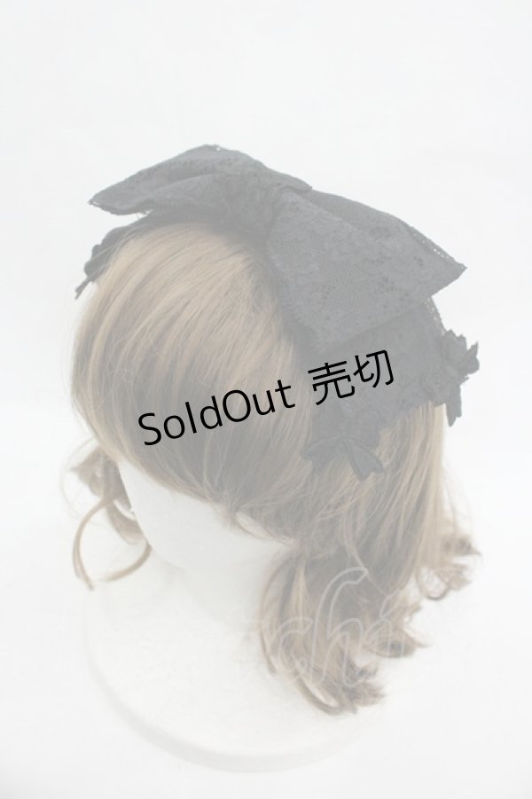 画像1: MOMOKO HOUSE / ぶどう&リボンレースヘッドドレスクリップ  黒 I-26-03-12-101-LO-AC-SA-ZI (1)