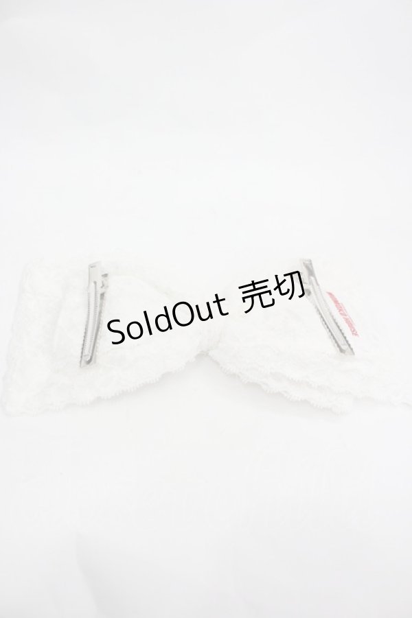 画像3: MOMOKO HOUSE / ローズ&レースリボンヘッドドレスクリップ  白 I-26-03-12-102-LO-AC-SA-ZI (3)