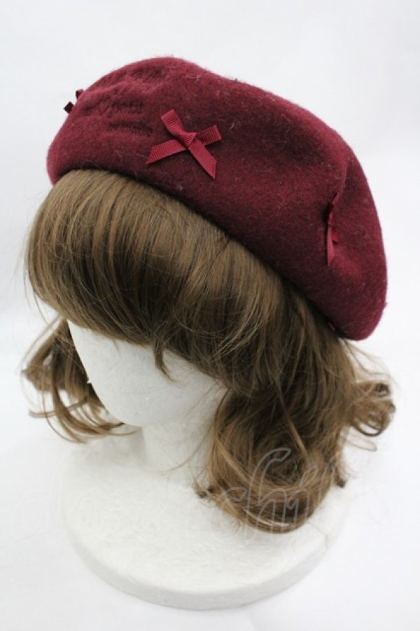 画像3: m petit by misako / サンリオキャラクターズコラボ ハローキティ バスクリボンベレー  ボルドー I-26-03-12-107-LO-AC-HR-ZI (3)