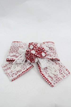 画像: MOMOKO HOUSE / ギンガムフラワーリボンレース2WAY  赤Ｘ白チェック I-26-03-12-115-LO-ZA-SA-ZI