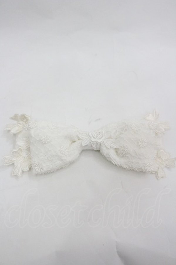 画像2: MOMOKO HOUSE / レースリボンヘッドドレスクリップ  白 I-26-03-12-120-LO-AC-SA-ZI (2)