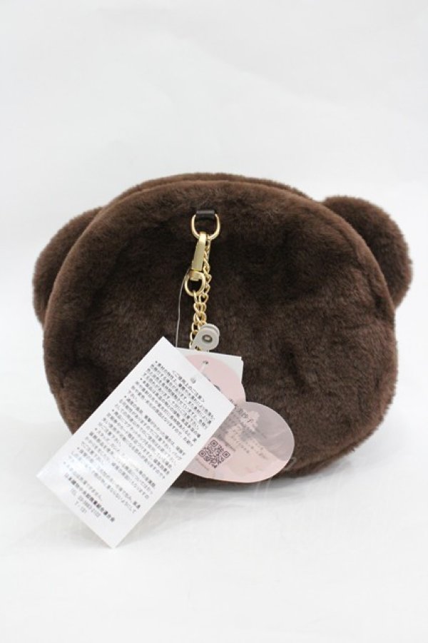 画像2: m petit by misako / AM クマサンポーチ  ブラウン I-26-03-12-121-LO-ZA-TE-ZI (2)