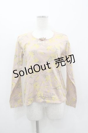 画像: PINK HOUSE / ミモザ柄長袖Tシャツ M ピンク I-26-03-12-013-LO-TS-SA-ZI