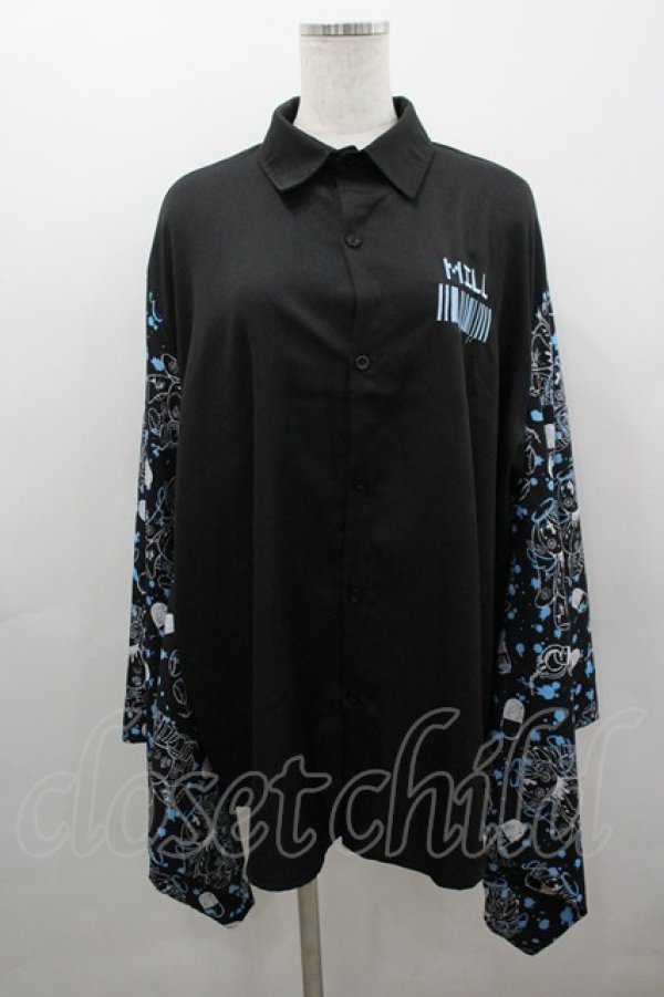 画像1: ACDC RAG /OODミルキモノシャツ  黒Ｘ青Ｘ白 I-26-03-12-017-PU-BL-SA-ZI (1)