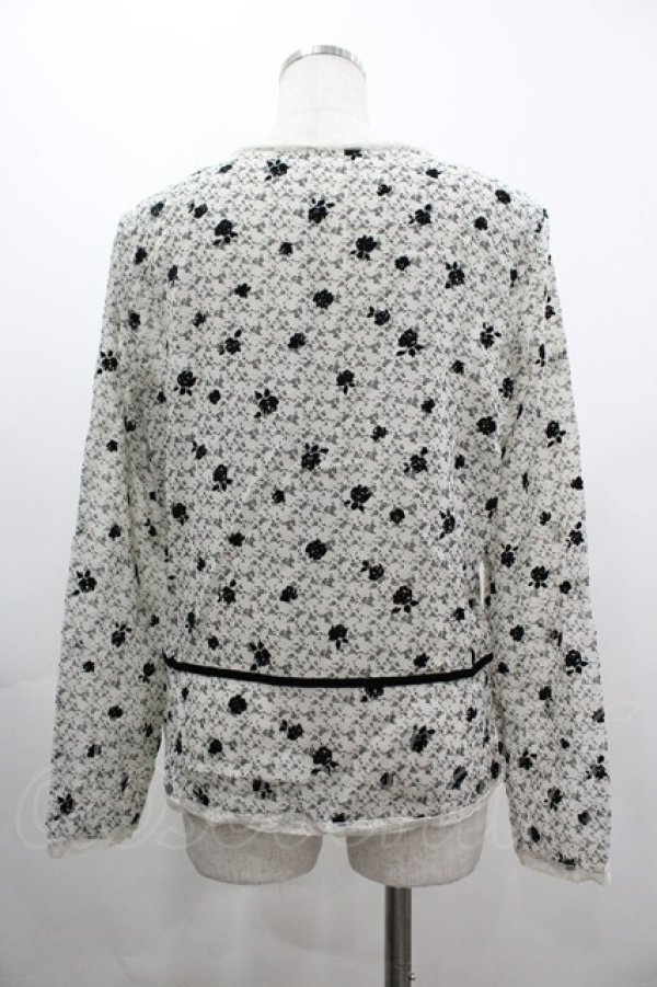 画像3: INGEBORG / フロッキーバラptVネックカーディガン  ホワイト×ブラック I-26-03-12-019-LO-TO-SA-ZI (3)
