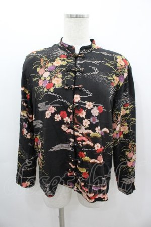 画像: KANEKO ISAO / ちりめんチャイナブラウス  ブラック I-26-03-12-022-EL-BL-SA-ZI