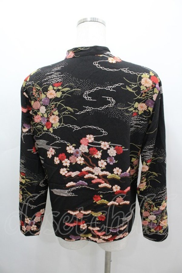 画像3: KANEKO ISAO / ちりめんチャイナブラウス  ブラック I-26-03-12-022-EL-BL-SA-ZI (3)