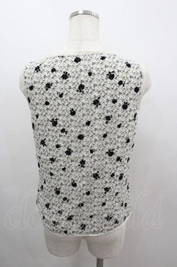 画像3: INGEBORG / フロッキーバラptノースリーブブラウス  ホワイト×ブラック I-26-03-12-024-LO-TO-SA-ZI (3)