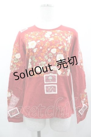 画像: PINK HOUSE / 苺&チェリー柄パッチワーク長袖Tシャツ L レッド I-26-03-12-026-LO-TS-SA-ZI