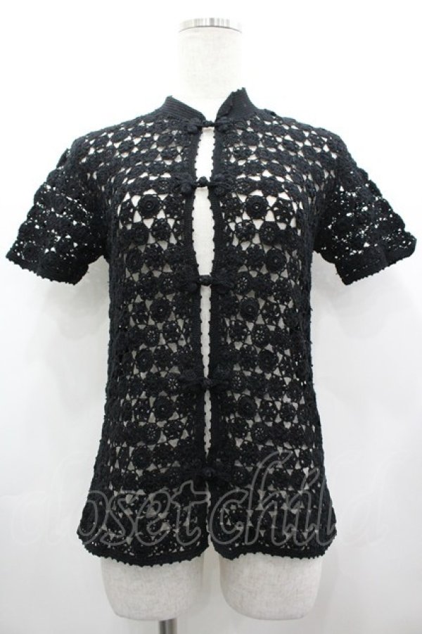 画像1: INGEBORG / ニットチャイナトップス  ブラック I-26-03-12-027-LO-TO-SA-ZI (1)