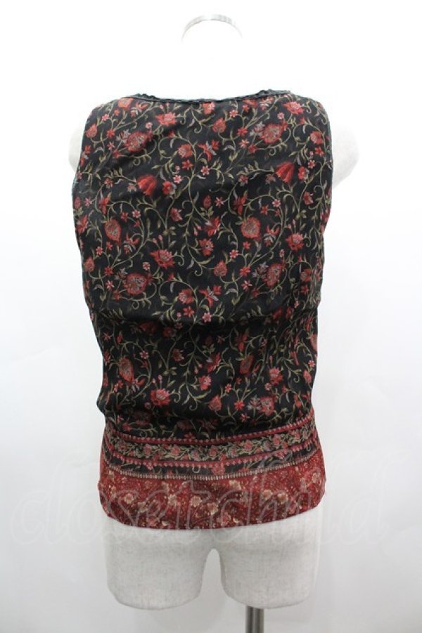 画像2: INGEBORG / ペイズリー柄ノースリーブブラウス M ブラック I-26-03-12-029-LO-BL-SA-ZI (2)
