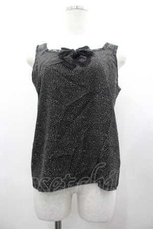 画像: INGEBORG / ランダム水玉柄後ろボタンノースリーブブラウス  ブラック I-26-03-12-030-LO-BL-SA-ZI