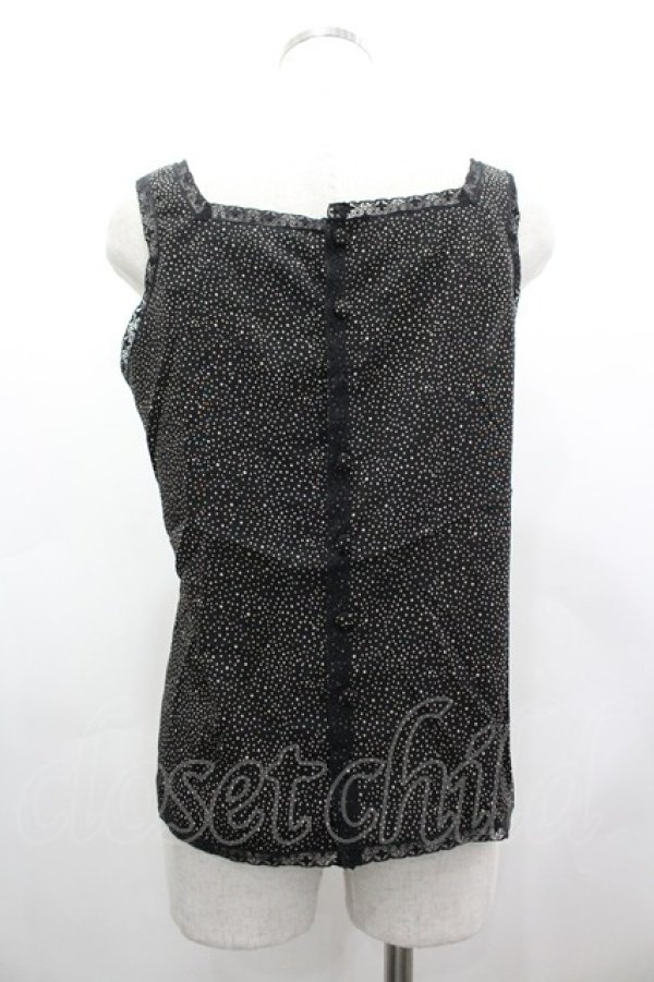 画像2: INGEBORG / ランダム水玉柄後ろボタンノースリーブブラウス  ブラック I-26-03-12-030-LO-BL-SA-ZI (2)