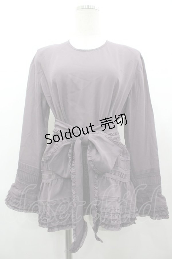 画像1: KANEKO ISAO / シアー裾フリルノーカラーブラウス  パープル I-26-03-12-031-EL-BL-SA-ZI (1)