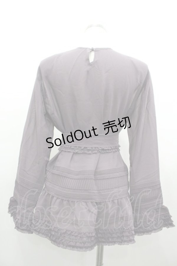 画像2: KANEKO ISAO / シアー裾フリルノーカラーブラウス  パープル I-26-03-12-031-EL-BL-SA-ZI (2)