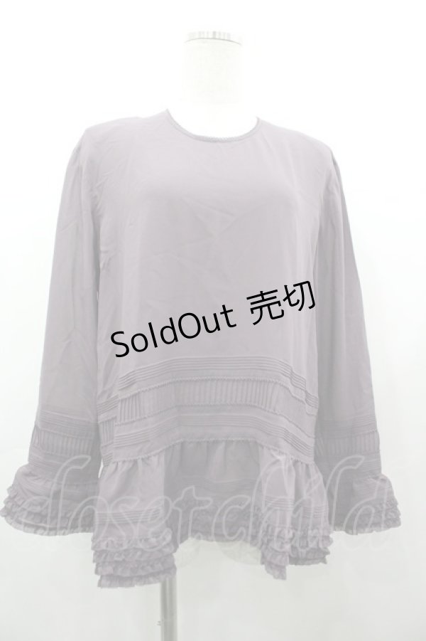 画像3: KANEKO ISAO / シアー裾フリルノーカラーブラウス  パープル I-26-03-12-031-EL-BL-SA-ZI (3)