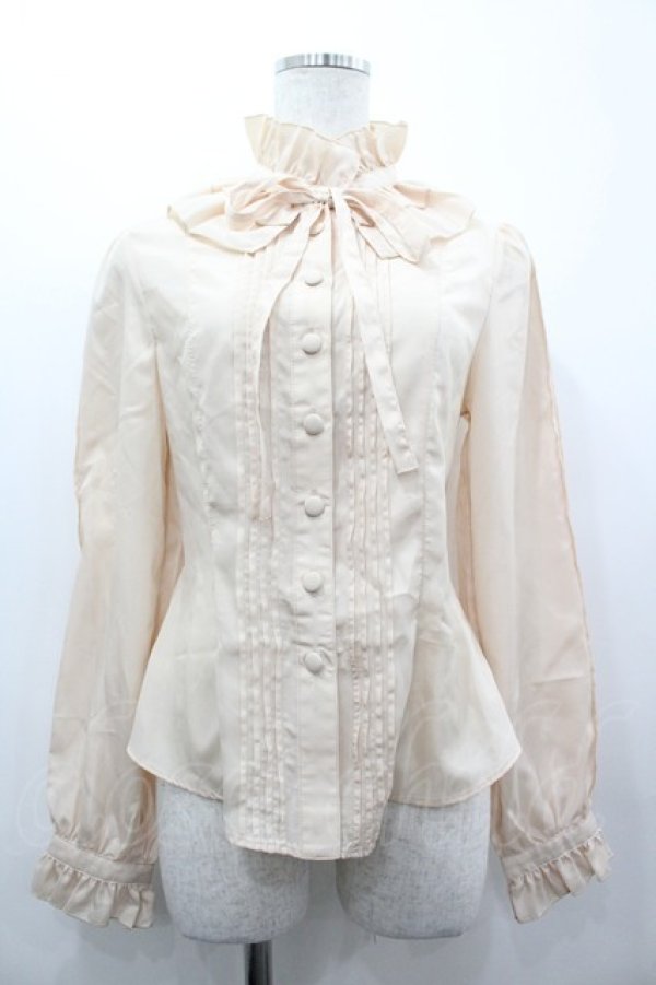 画像1: metamorphose / フリルスタンドカラーブラウス  ベージュ I-26-03-14-001-ME-BL-TE-ZI (1)