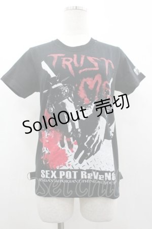 画像: SEX POT ReVeNGe / ハンドプリントTシャツ  黒Ｘ白Ｘ赤 I-26-03-14-032-SP-TO-SA-ZI
