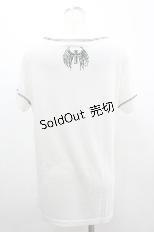 画像2: ALGONQUINS / 骸骨プリント半袖カットソー  白Ｘ黒 I-26-03-14-033-AL-TO-SA-ZI (2)