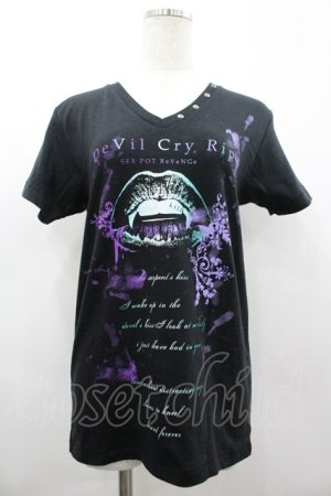 画像: SEX POT ReVeNGe / SEX POT OSAKAタグTシャツ  黒ＸパープルＸグリーン I-26-03-14-034-SP-TO-SA-ZI