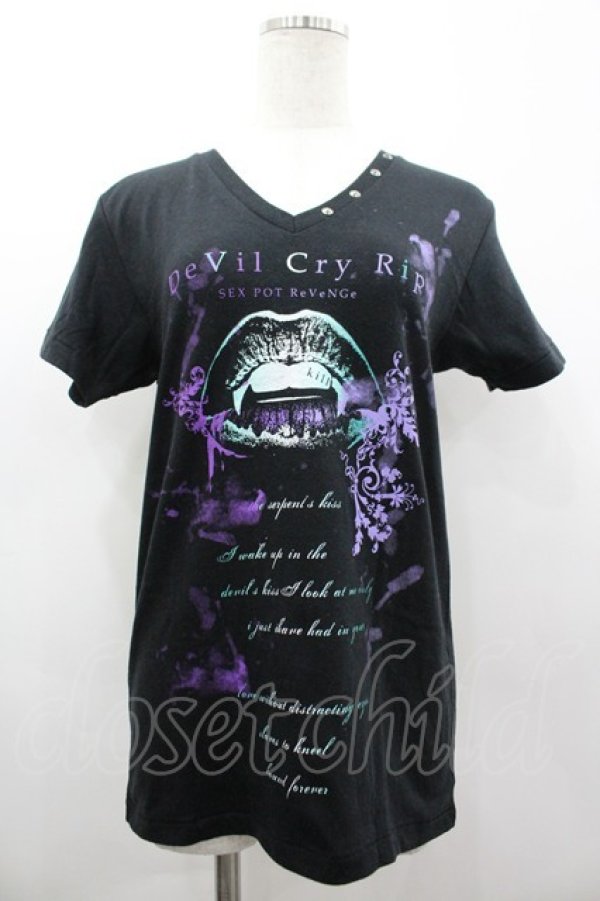 画像1: SEX POT ReVeNGe / SEX POT OSAKAタグTシャツ  黒ＸパープルＸグリーン I-26-03-14-034-SP-TO-SA-ZI (1)