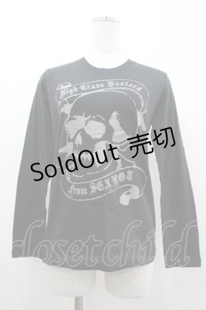 画像: SEX POT ReVeNGe / ドクロプリントカットソー S 黒Ｘグレー I-26-03-14-037-SP-TO-SA-ZI