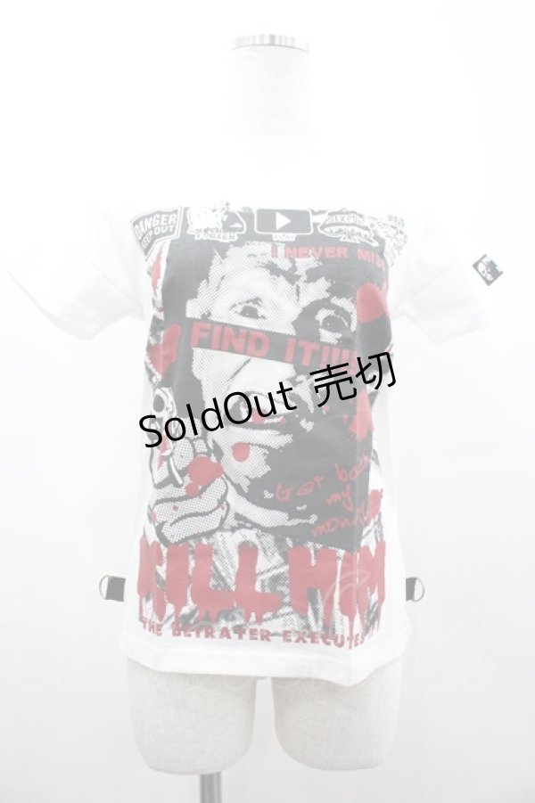画像1: SEX POT ReVeNGe / KILLHIMプリントTシャツ S 白Ｘ黒Ｘ赤 I-26-03-14-038-SP-TO-SA-ZI (1)