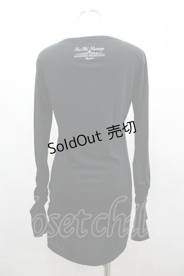 画像2: SEX POT ReVeNGe / ドクロ&英字プリント長袖カットソー S 黒ＸパープルＸグレー I-26-03-14-040-SP-TO-SA-ZI (2)