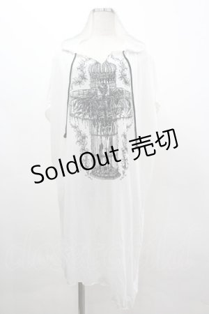 画像: ALGONQUINS / プリント半袖ロングBIGカットソー F 白 I-26-03-14-043-AL-TO-TE-ZI