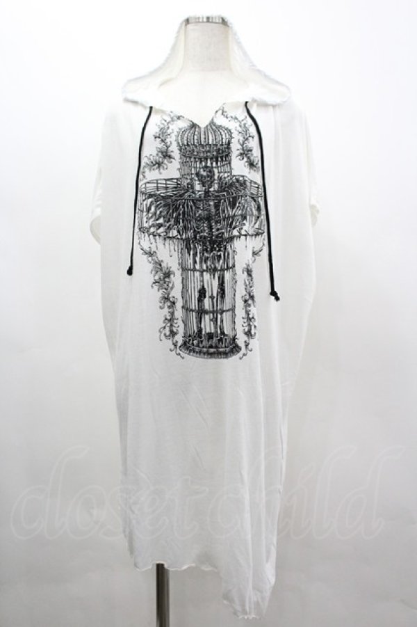 画像1: ALGONQUINS / プリント半袖ロングBIGカットソー F 白 I-26-03-14-043-AL-TO-TE-ZI (1)