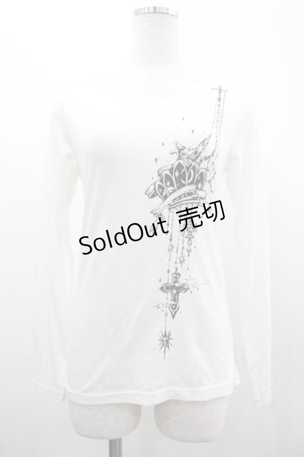 画像1: BPN / クラウン×チェーンptカットソー M 白 I-26-03-14-044-GO-TO-TE-ZI (1)