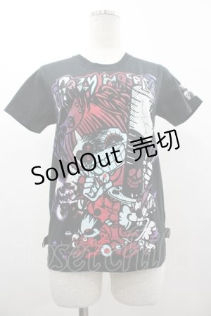 画像: SEX POT ReVeNGe / ナース風プリントTシャツ  黒Ｘ赤Ｘサックス I-26-03-14-047-SP-TO-SA-ZI