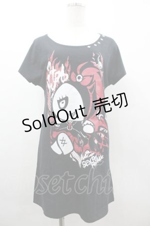 画像: SEX POT ReVeNGe / キャラプリントロングTシャツ  黒Ｘ白Ｘ赤 I-26-03-14-049-SP-TO-SA-ZI