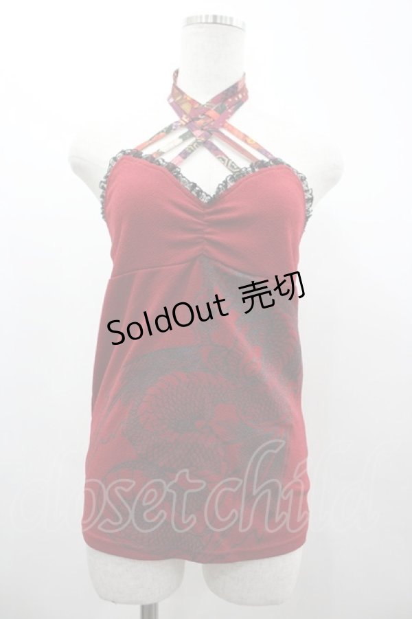 画像1: Qutie Frash / クロスキャミ  赤Ｘ黒 I-26-03-14-058-QU-TS-SA-ZI (1)