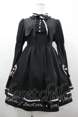 画像: AVENCHUMU / Melty bicolor ribbon flare sleeve one piece  黒Ｘピンク I-26-03-14-066-LO-OP-SA-ZI