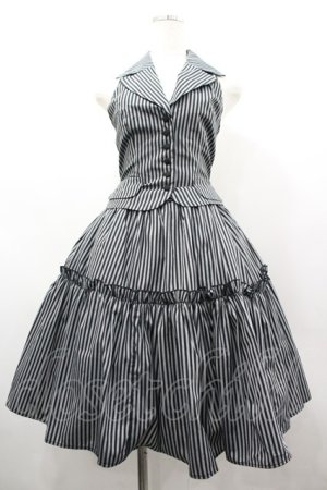 画像: ATELIER PIERROT / ストライプベスト＆スカート  グレー×黒 I-26-03-14-069-EL-SK-TE-ZI