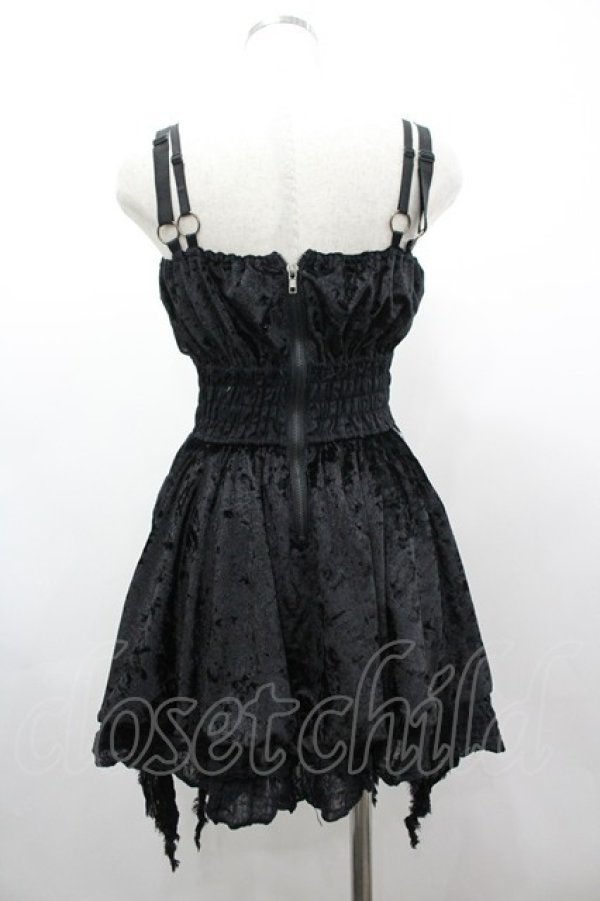 画像2: SEX POT ReVeNGe / コルセットデザインベルベットキャミワンピース  黒 I-26-03-14-070-SP-OP-SA-ZI (2)