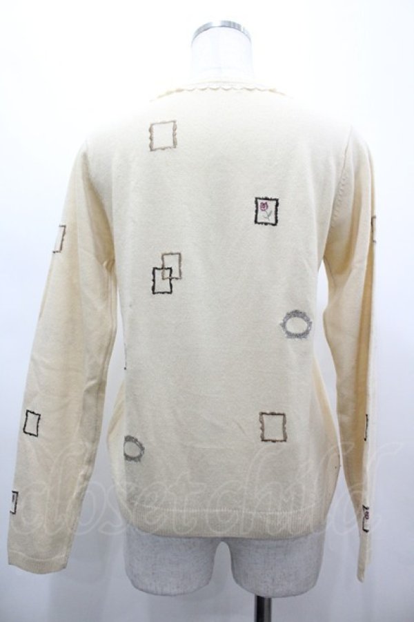画像2: axes femme / 額縁刺繍カーディガン M アイボリー I-26-03-14-007-AX-TO-TE-ZI (2)