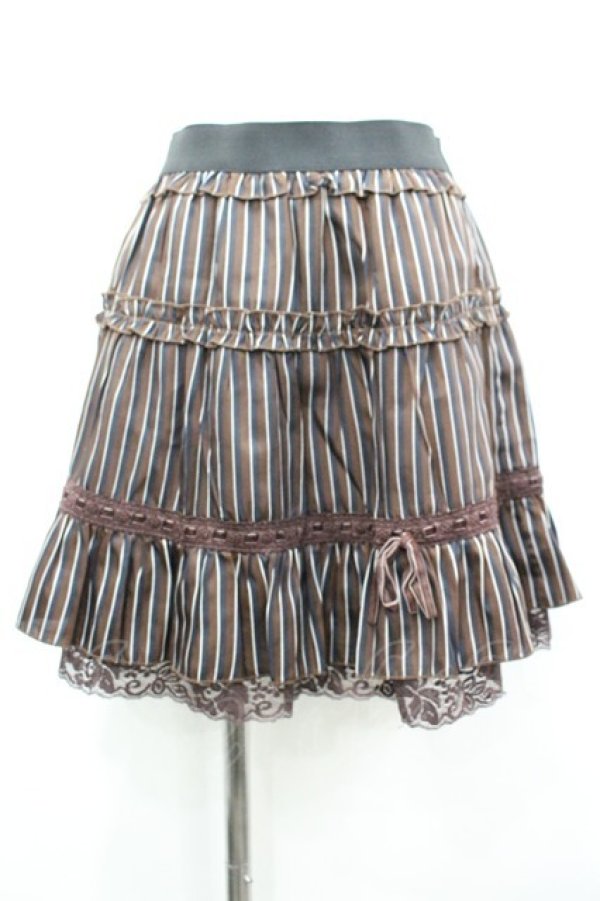 画像1: axes femme / はしごリボンストライプスカート M ブラウン I-26-03-14-077-AX-BL-TE-ZI (1)