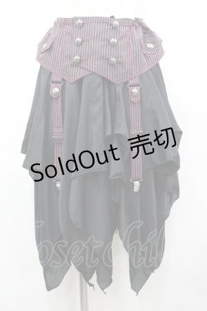 画像: ALGONQUINS / ガーターレイヤードイレギュラースカート F 黒×ピンク I-26-03-14-080-AL-SK-TE-ZI