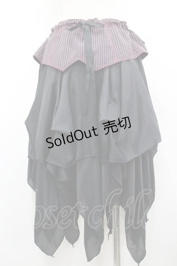 画像3: ALGONQUINS / ガーターレイヤードイレギュラースカート F 黒×ピンク I-26-03-14-080-AL-SK-TE-ZI (3)