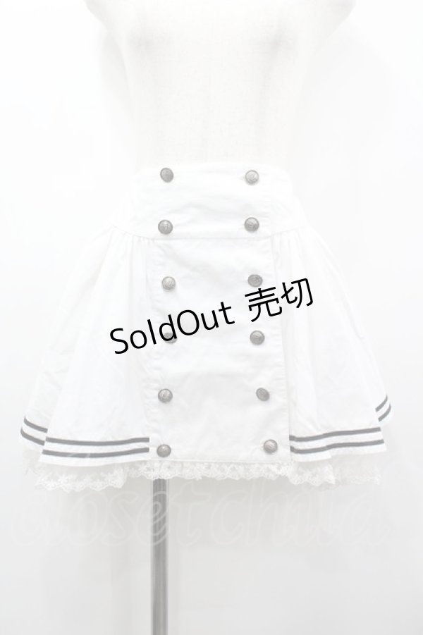 画像1: PUTUMAYO / ダブルボタン裾ラインスカート  白 I-26-03-14-082-PT-SK-TE-ZI (1)