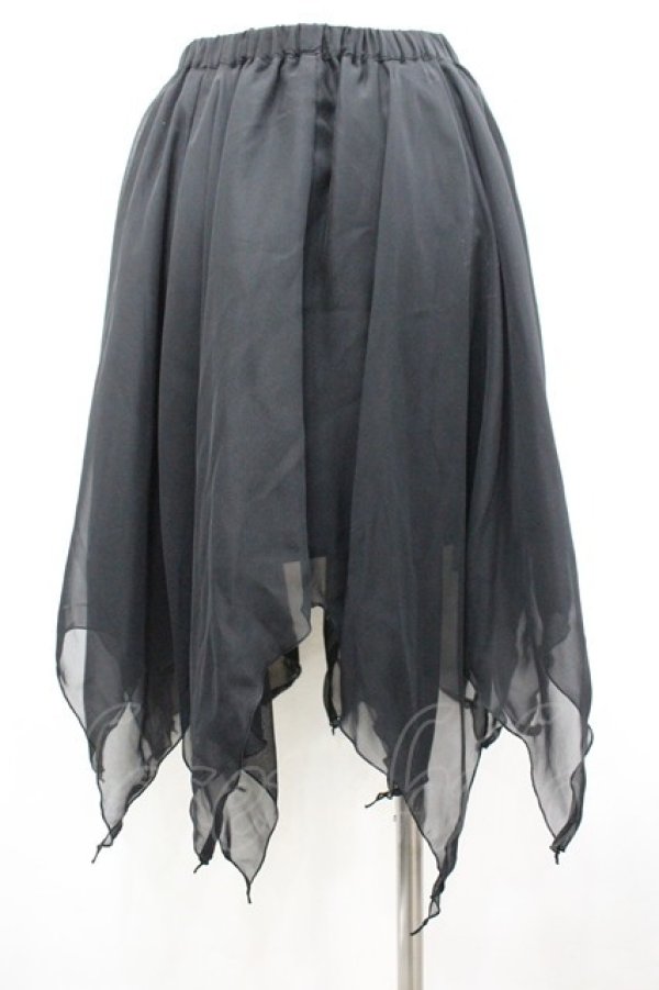 画像2: BPN / イレギュラーシフォンスカート M 黒 I-26-03-14-083-GO-BL-TE-ZI (2)