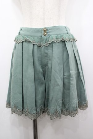 画像: axes femme / 裾スカラップ刺繍プリーツキュロット M グリーン I-26-03-14-088-AX-PA-TE-ZI