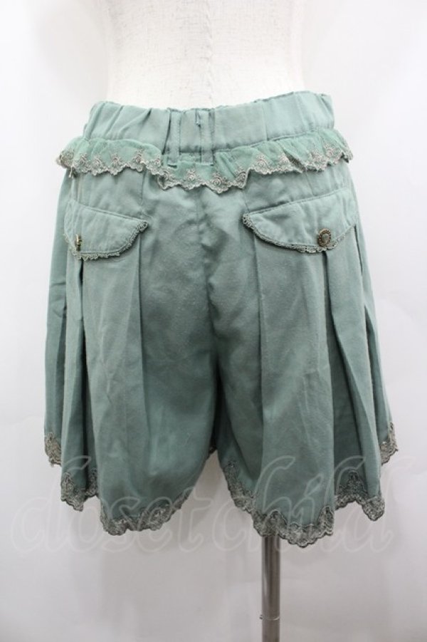 画像3: axes femme / 裾スカラップ刺繍プリーツキュロット M グリーン I-26-03-14-088-AX-PA-TE-ZI (3)