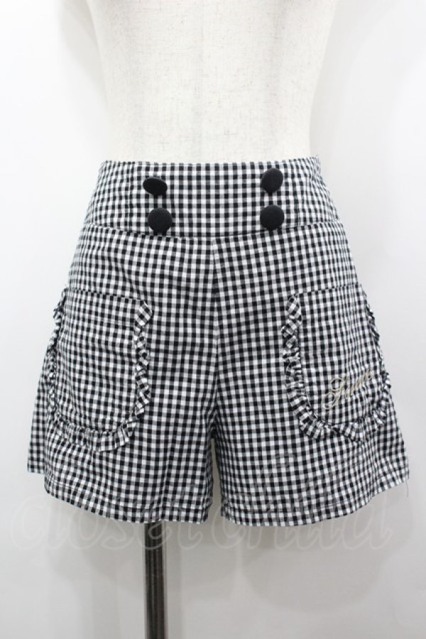 画像1: Fi.n.t / フリルポケットギンガムチェックショートパンツ F 黒×白 I-26-03-14-094-CA-SK-TE-ZI (1)